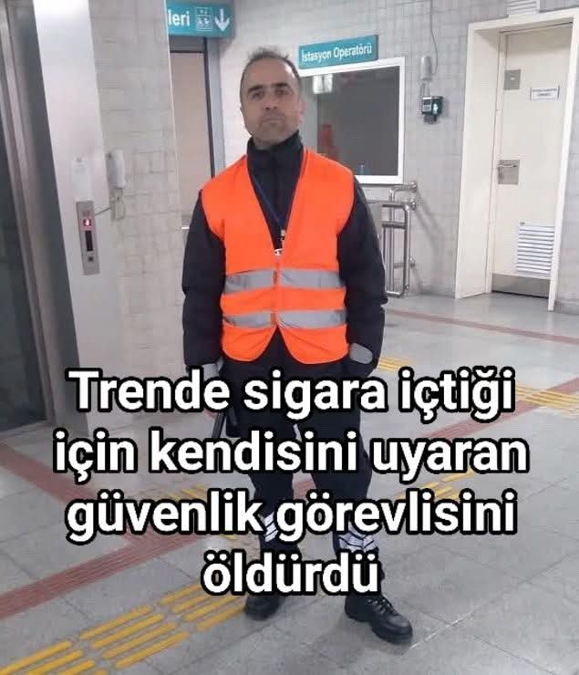 İzmir’in Menderes ilçesinde, İzmir Banliyö Sistemi’nde (İZBAN) sigara içen M.D. (37), kendisini trenden indiren güvenlik görevlilerine saldırdı. M.D.’nin darbettiği 2 güvenlik görevlisinden Seydihan Alsaç (44), kaldırıldığı hastanede 1 gün sonra yaşamını yitirdi.
(Hürriyet)