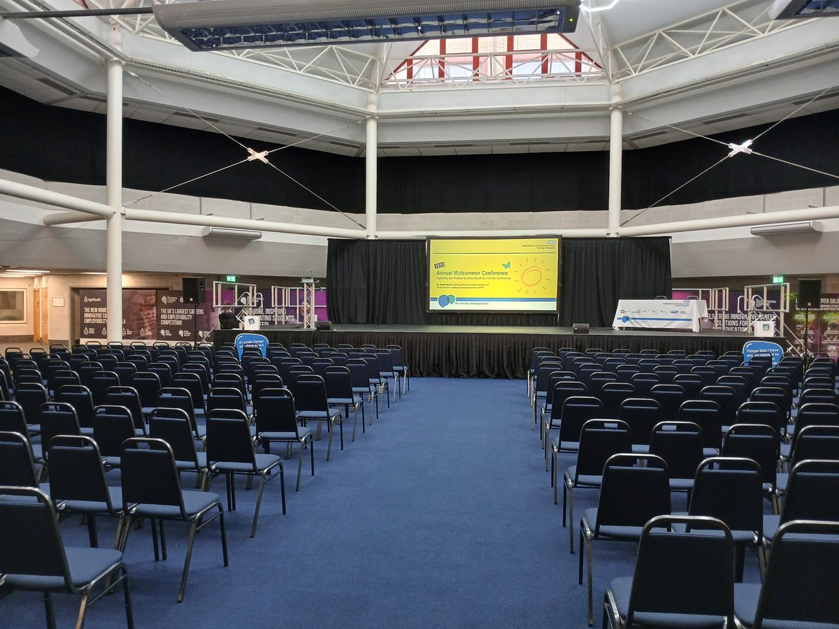 NeilCarrMPFT's tweet image. The stage is set for the Staffordshire & SOT Talking Therapies Midsummer Conference. Some fabulous talks planned including a talk by Professor David Clark the Clinical & Informatics Advisor, NHSE. This year’s theme is Improving Our Practice to Better Reach Out Into Our Community