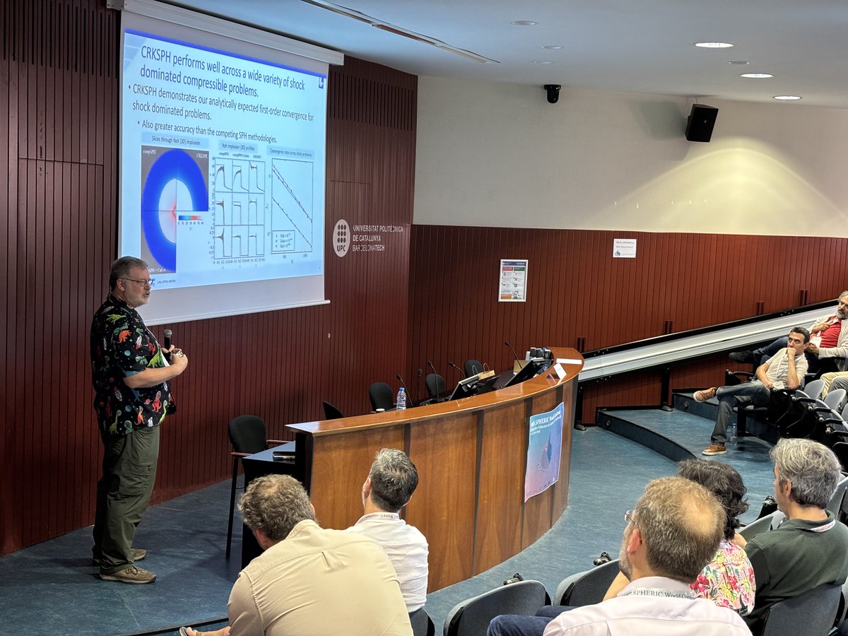 🌅 Day 2 of #SPHERIC2025 kicks off in Barcelona!

We start strong with Keynote 2 by Dr. Mike Owen (LLNL) on meshfree methods in astrophysics &amp; planetary defense 🚀🌌

Let’s go!

#SPH #Conference #Astro #LLNL #Barcelona #Keynote