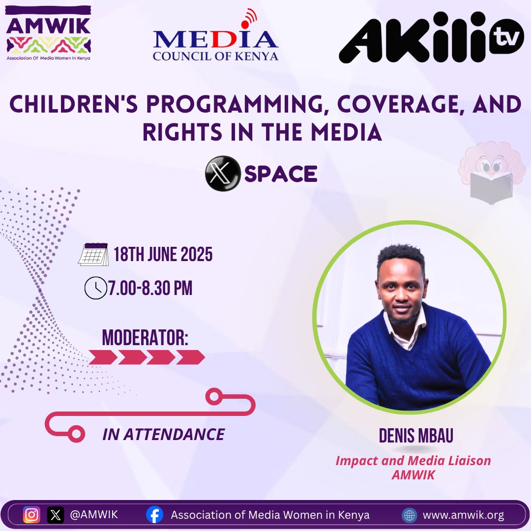ke_obilo's tweet photo. You’re Invited: Putting Children First in Media

A powerful X-Space conversation on:
“Children’s Programming, Coverage, and Rights in the Media”

🗓️ Wednesday, June 18, 2025
⏰ 7:00 PM – 8:30 PM

In honor of the Day of the African Child.

@AMWIK @AkiliNetwork https://t.co/ivDvtPsKqO
