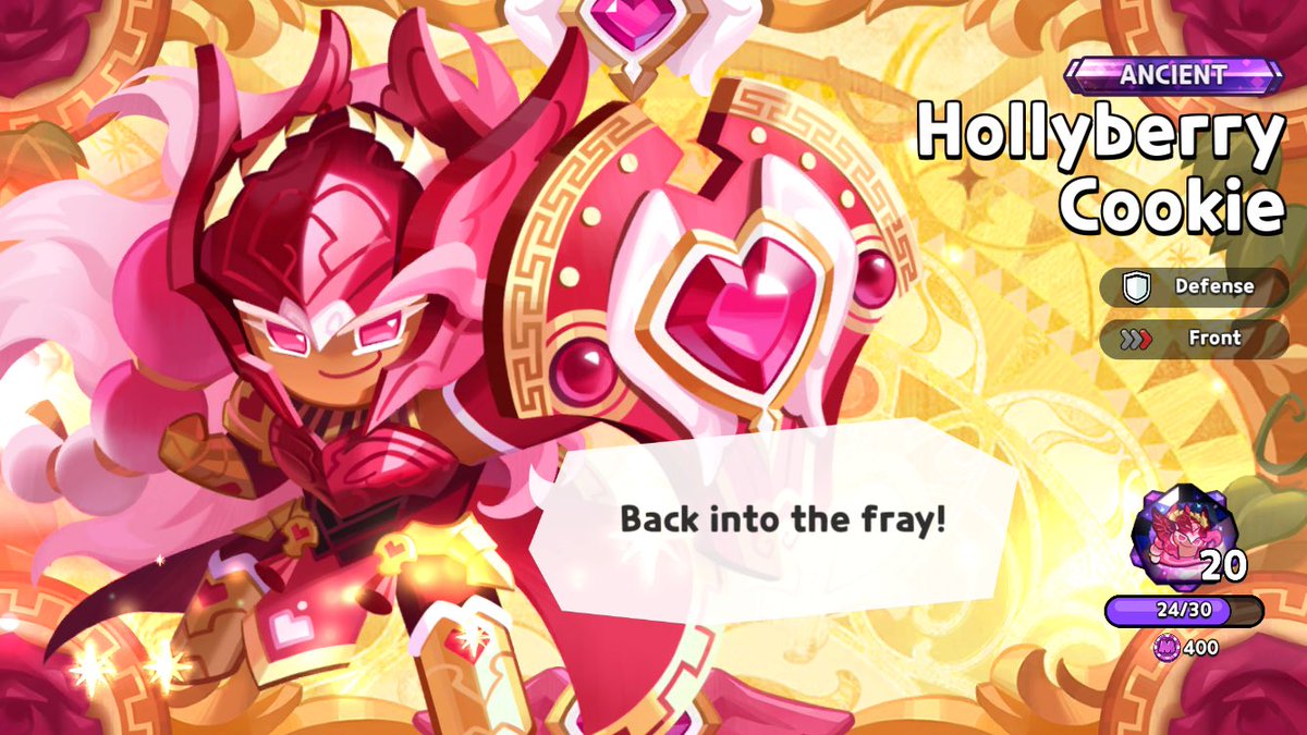 I did it btw,I managed to get Hollyberry in the gacha a few days ago ☺️
She looks extra powerful with all that armor too!

But ngl I've lost a bit of motivation now, I got all the cookies except Shadow Milk too 😅
