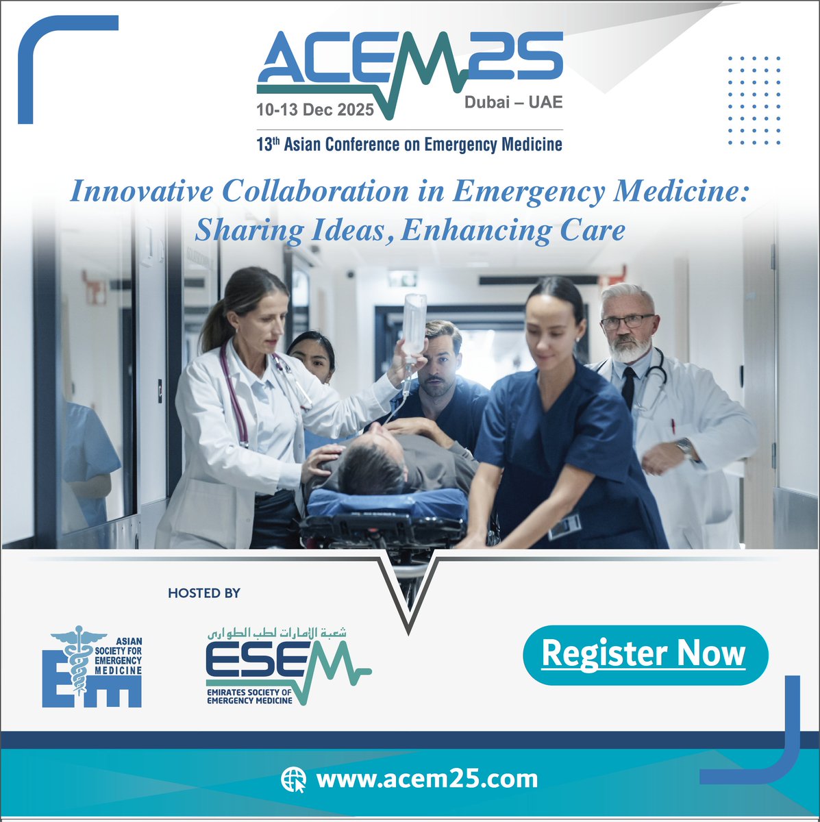 At the heart of #ACEM25 lies a shared purpose:
 Innovative Collaboration in Emergency Medicine: Sharing Ideas, Enhancing Care.
Join us in Dubai this December and be part of the movement.
🔗 Visit our website to submit abstracts and register for ACEM25 – acemconference.com