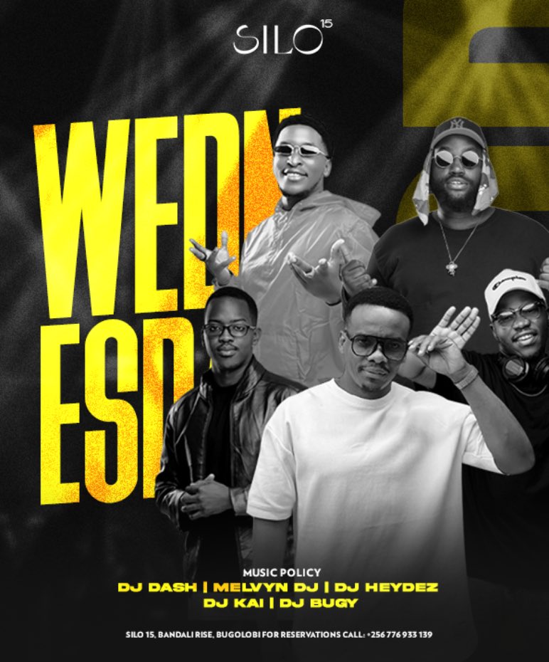 Silo15 (@silo15_) on Twitter photo Midweek slump? Not on our watch.
Slide into the Silo Wednesday 🚀🔥
With <a href="/DJ_DashUG/">DJ Dash</a> <a href="/melvyndeejay/">MELVYN DEEJAY 🇺🇬</a> <a href="/deejaybugy/">Dj Bugy</a> <a href="/__DJKai/">DJ Kai</a> <a href="/DJHeydez256/">DJ Heydez(256) Kampala's Funkiest Deejay....</a>
📍Silo 15, Bandali rise, Bugolobi Midweek slump? Not on our watch.
Slide into the Silo Wednesday 🚀🔥
With <a href="/DJ_DashUG/">DJ Dash</a> <a href="/melvyndeejay/">MELVYN DEEJAY 🇺🇬</a> <a href="/deejaybugy/">Dj Bugy</a> <a href="/__DJKai/">DJ Kai</a> <a href="/DJHeydez256/">DJ Heydez(256) Kampala's Funkiest Deejay....</a>
📍Silo 15, Bandali rise, Bugolobi