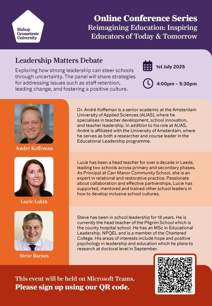 Lucie Lakin, Principal of Carr Manor Community School &amp; LLA founding member, joins the Leadership Matters Debate on 1 July (4–5:30pm) with Steve Barnes &amp; Dr. André Koffeman. During the discussion they'll share strategies for leading change &amp; fostering a positive culture.