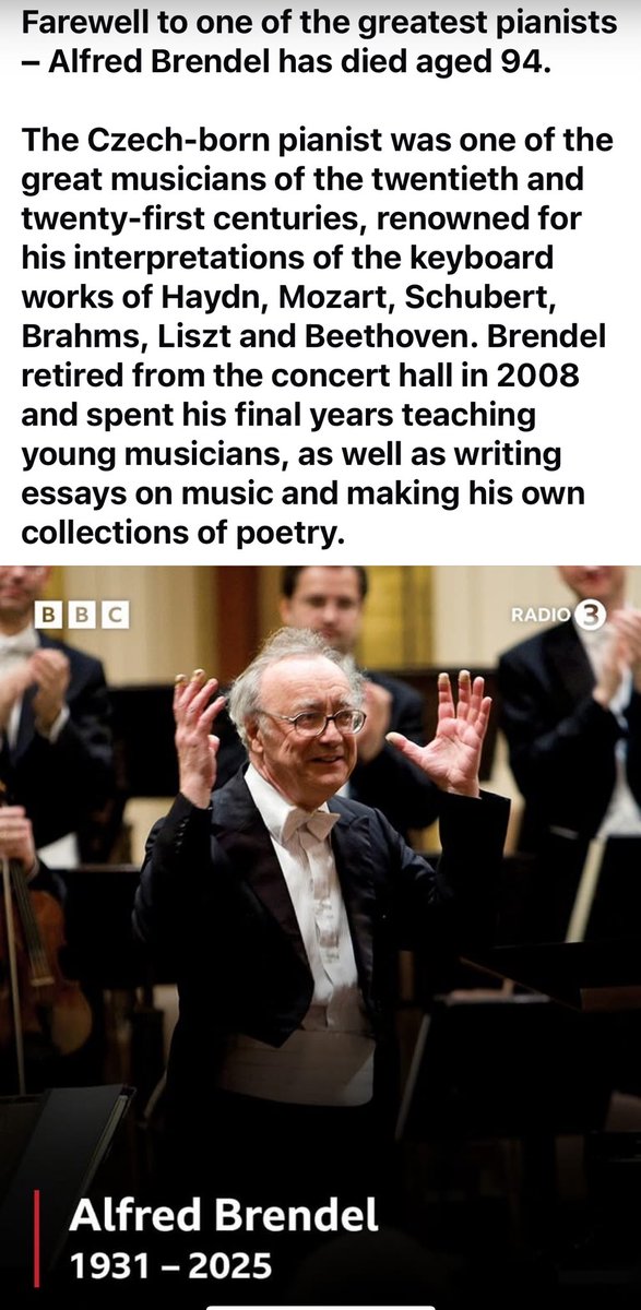 Farewell to one of the greatest pianists Alfred Brendel