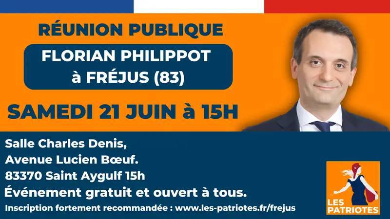 Florian #Philippot en meeting à Fréjus dans le Var ce samedi 21 juin 15h !

Événement gratuit et ouvert à tous ! Adhérent ou pas.

➡️ Inscription très fortement recommandée ici : les-patriotes.fr/frejus/ 🇫🇷