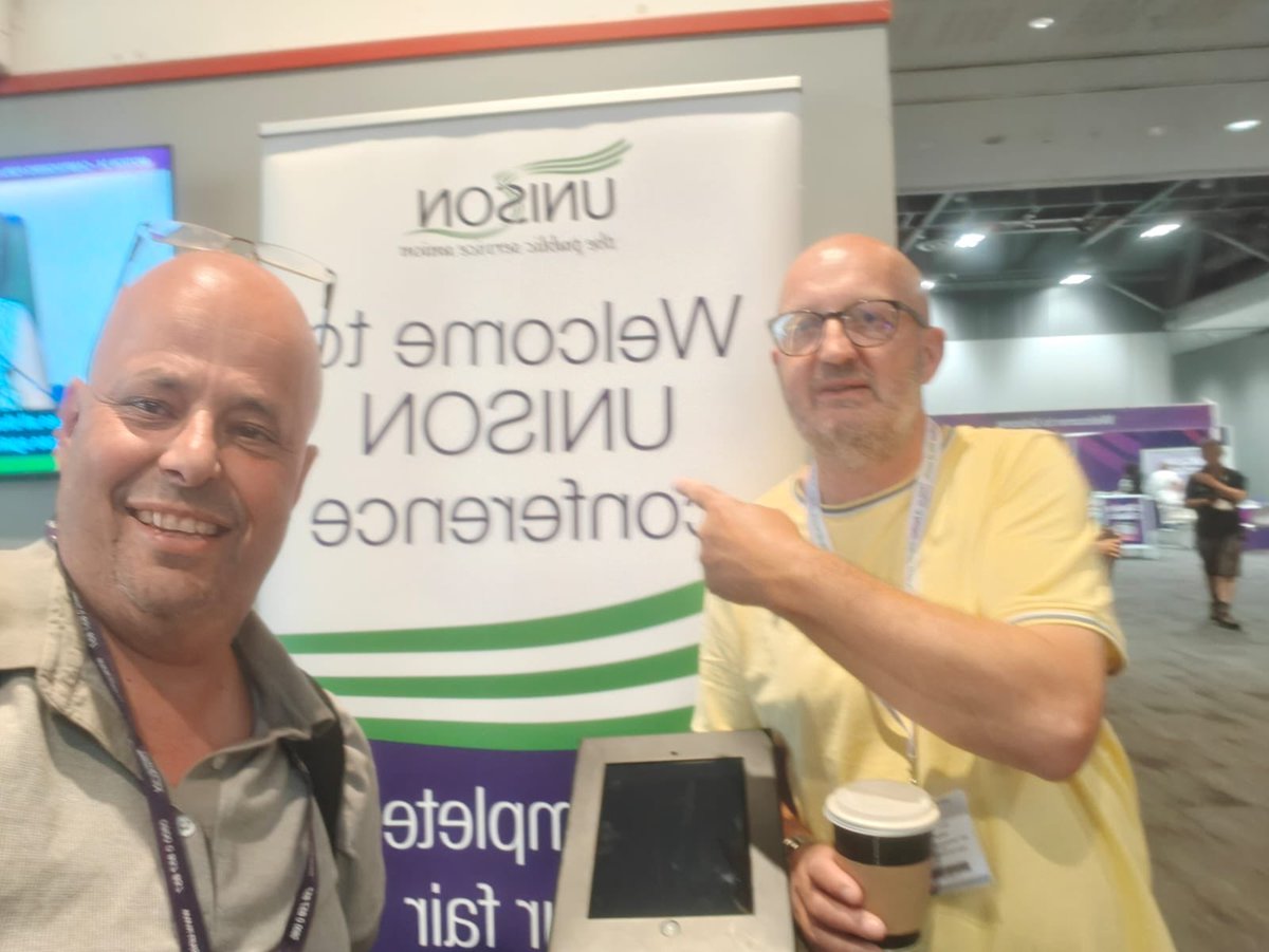 unisonnpf's tweet photo. Good luck to Artur and Kev who are attending the UNISON National Delegates Conference in Liverpool this week. https://t.co/sGpWiNrqeh