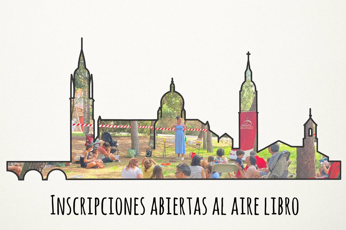 unpuntocurioso (@unpuntocurioso) on Twitter photo Inscripciones abiertas para los CUENTOS DE VERANO: AL AIRE LIBRO en los parques de #Salamanca gracias a <a href="/ciudadsaberes/">Ciudad de Saberes</a> <a href="/aytoSalamanca/">Ayuntamiento Salamanca</a>
- Mañanas de lunes a viernes
- Actividad para familias
- Biblioteca, cuentos y taller creativo
ciudaddesaberes.es/html/es/ACTIVI…
#culturalectora Inscripciones abiertas para los CUENTOS DE VERANO: AL AIRE LIBRO en los parques de #Salamanca gracias a <a href="/ciudadsaberes/">Ciudad de Saberes</a> <a href="/aytoSalamanca/">Ayuntamiento Salamanca</a>
- Mañanas de lunes a viernes
- Actividad para familias
- Biblioteca, cuentos y taller creativo
ciudaddesaberes.es/html/es/ACTIVI…
#culturalectora