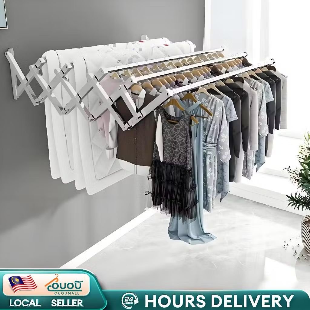Lihat 1M-2M 3/4/5 Bar Stainless Steel Retractable Wall Mounted Clothes Hanger Retractable Drying Rack Ampaian Baju 晾衣架 untuk RM35.40 - RM69.50. Dapatkan di Shopee sekarang! s.shopee.com.my/yinE9syo?share…