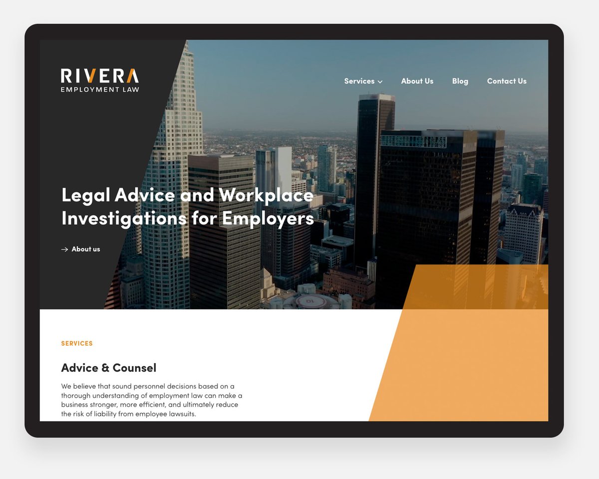 Rivera Employment Law in Los Angeles came to us with a clear ambition: to avoid the tired, clunky design tropes of traditional legal websites. The result is sleek, modern law firm branding that sets them apart. &gt;&gt;&gt; richardpchapman.com/2025/06/18/law…