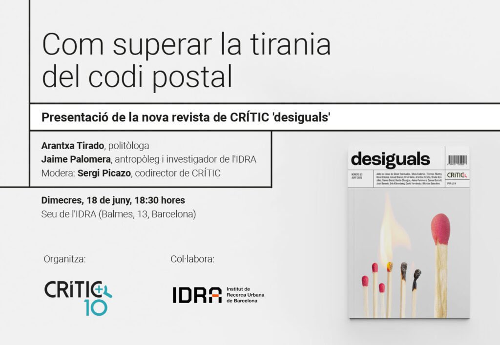La desigualtat no ha parat de créixer en el que va de segle.

Però no entre autòctons i immigrants, o entre treballadors i pensionistes, com ens volen fer creure, sino entre els rics i la resta de la societat.

Avui en parlarem, a la presentació de la nova revista de Crític.