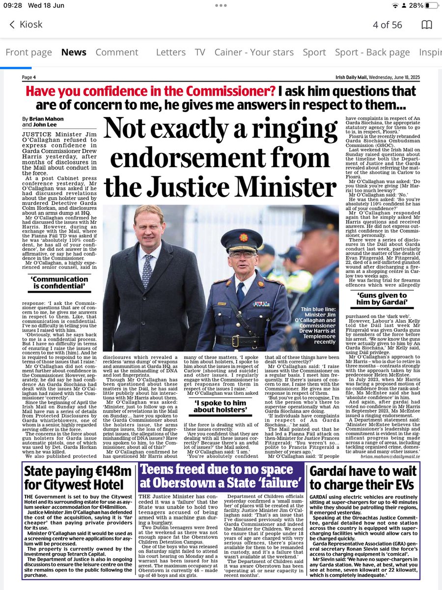 John Lee (@leeofthemail) on Twitter photo 🔴Justice Minister Jim O’Callaghan was offered chance to declare confidence in Commissioner Drew Harris, he didn’t take it. Worth reading the exchange between <a href="/_BrianMahon_/">Brian Mahon</a> and Minister. <a href="/irishdailymail/">The Irish Daily Mail</a> 🔴Justice Minister Jim O’Callaghan was offered chance to declare confidence in Commissioner Drew Harris, he didn’t take it. Worth reading the exchange between <a href="/_BrianMahon_/">Brian Mahon</a> and Minister. <a href="/irishdailymail/">The Irish Daily Mail</a>