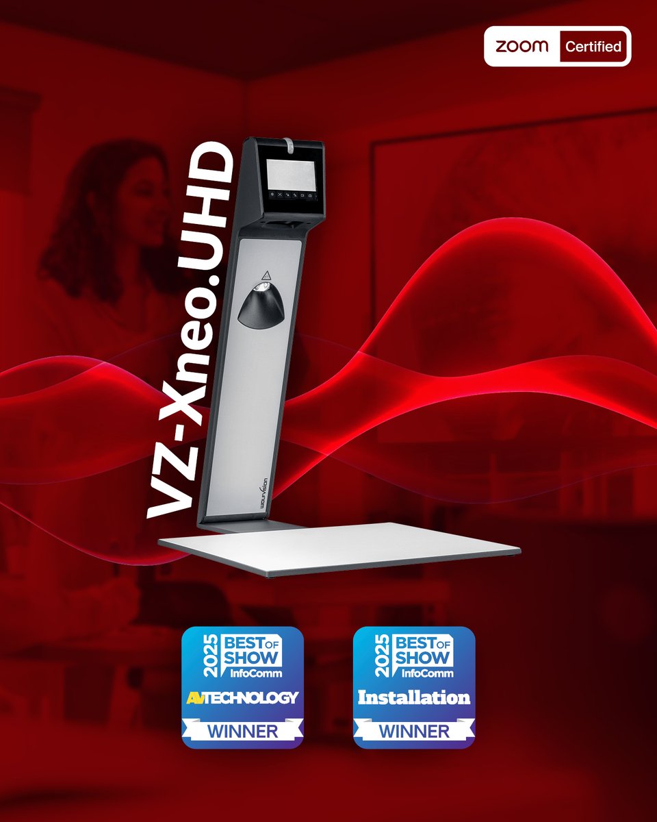 WolfVision_EU's tweet photo. 🏆 We’re thrilled that WolfVision’s VZ-Xneo.UHD Visualizer platform has earned two prestigious ‘Best of Show’ Awards at the recent InfoComm 2025!
More info: https://t.co/yqC4pPyTY6
#WolfVision #BestOfShow #ZoomCertified #Innovation #EdTech #AVSolutions #NewProducts #InfoComm25 https://t.co/uMjtwUS3zR