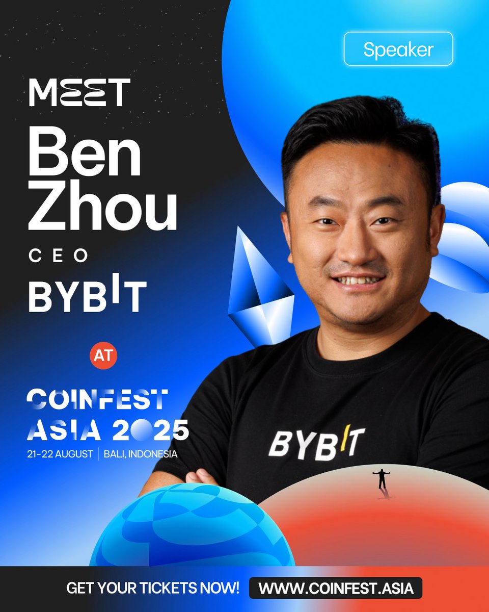 Excited to announce that Ben Zhou (@benbybit) Co-Founder & CEO of  @Bybit_Official will be speaking at World Largest Crypto Festival -  Coinfest Asia 2025! Get your tickets now at https://t.co/kZf37ilaFt