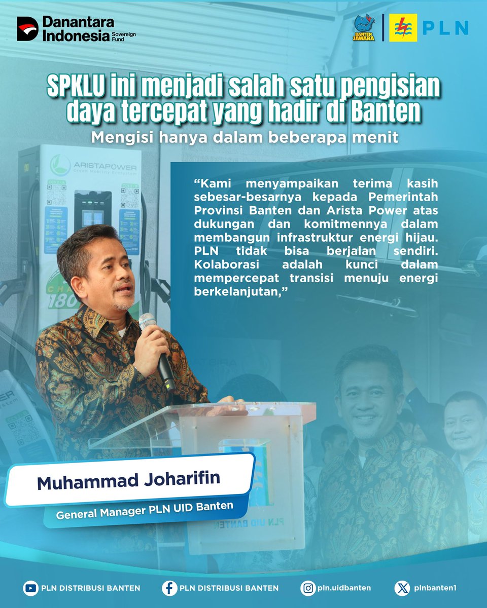 plnbanten1's tweet photo. SPKLU Ultra Fast Charging resmi hadir di BSD City!
Dengan daya 180 kW, kamu bisa ngecas mobil listrik cukup dalam hitungan menit aja!
#PLNMobile #SPKLU #UltraFastCharging #KendaraanListrik #NetZeroEmission #EnergiBersih #PLNUIDBanten https://t.co/9TZjTBgeh9