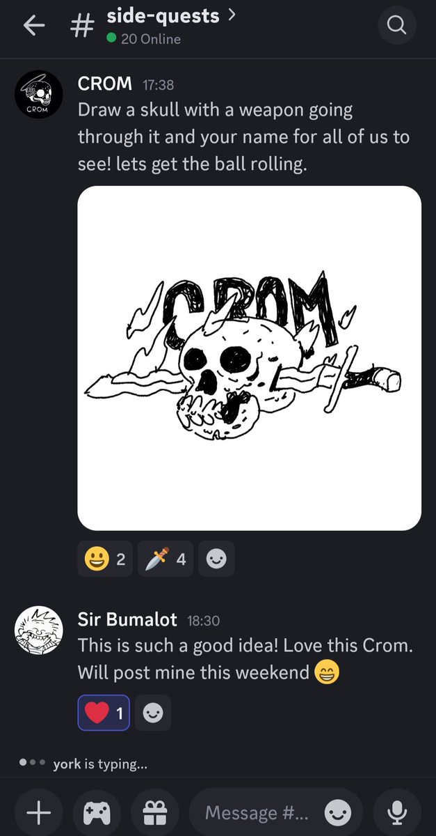 CROM_INK's tweet image. The side quests channel on the Class Discord is kicking off 👏🏽🔥👌🏽✨✍🏽