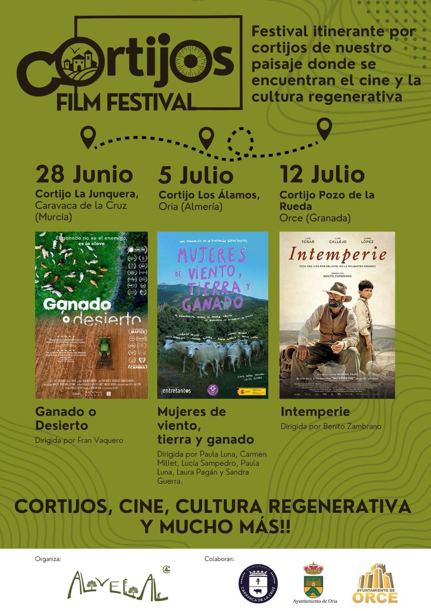 Este año en el FILM FESTIVAL CORTIJOS, en un encuentro de #cine y #cultura regenerativa, se proyecta nuestro documental "Mujeres de Viento Tierra y Ganado", junto al documental "Ganado o Desierto" y la sobrecogedora película de Zambrano "Intemperie".