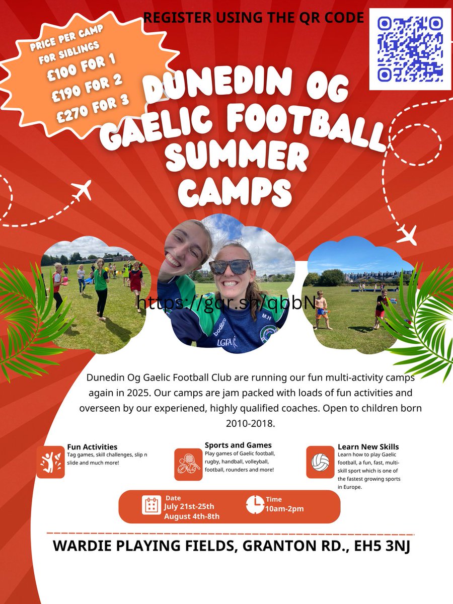 Still some places left on our summer camps. Sign up using the QR code ☀️☀️🍦🍦🏐🏐