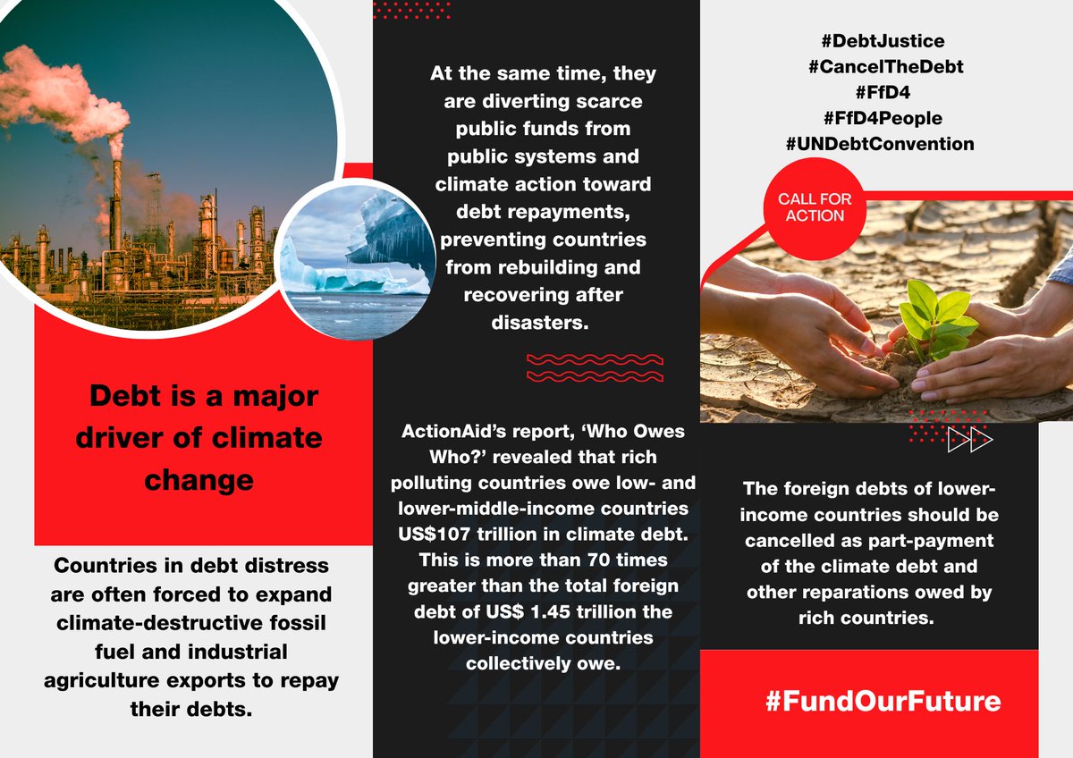 Governments must agree to cancel unsustainable and illegitimate debts and change the unfair financial system that undermines development.
#DebtJustice
#CancelTheDebt
#FfD4
#ClimateAction 
#FundOurFuture
actionaid.org/publications/2…