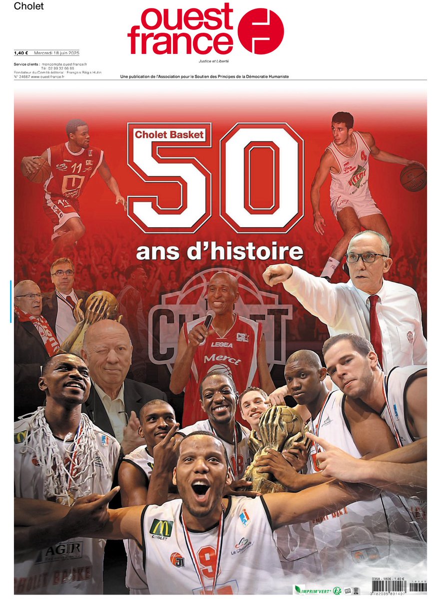 Julien Hippocrate (@julienhip) on Twitter photo Un numéro spécial et collector de Ouest-France pour tous les amoureux de <a href="/CB_officiel/">Cholet Basket</a> : c’est en vente aujourd’hui 🔴⚪️ Un numéro spécial et collector de Ouest-France pour tous les amoureux de <a href="/CB_officiel/">Cholet Basket</a> : c’est en vente aujourd’hui 🔴⚪️