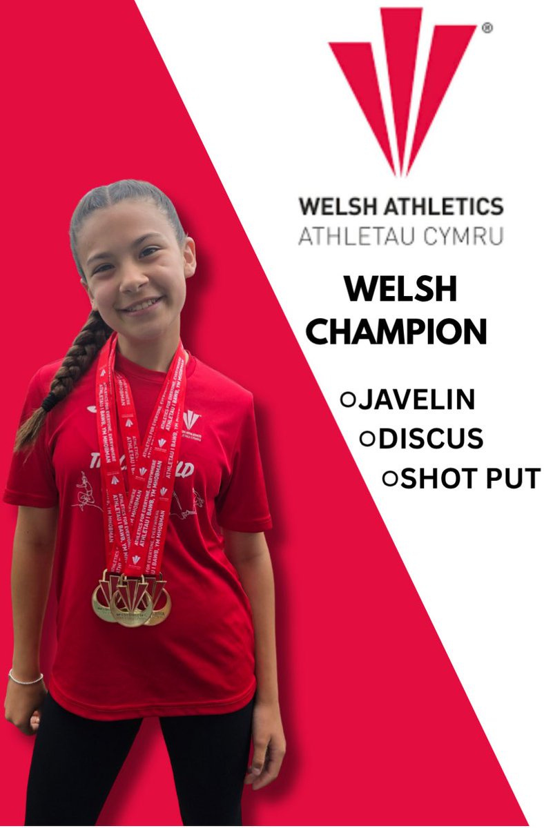 Congratulations to Ruby who has successfully retained her Welsh title for Javelin &amp; Discus this weekend &amp; is also Welsh champion for shot put too.

Incredible achievement Ruby! ⭐🏃🏼‍♀️