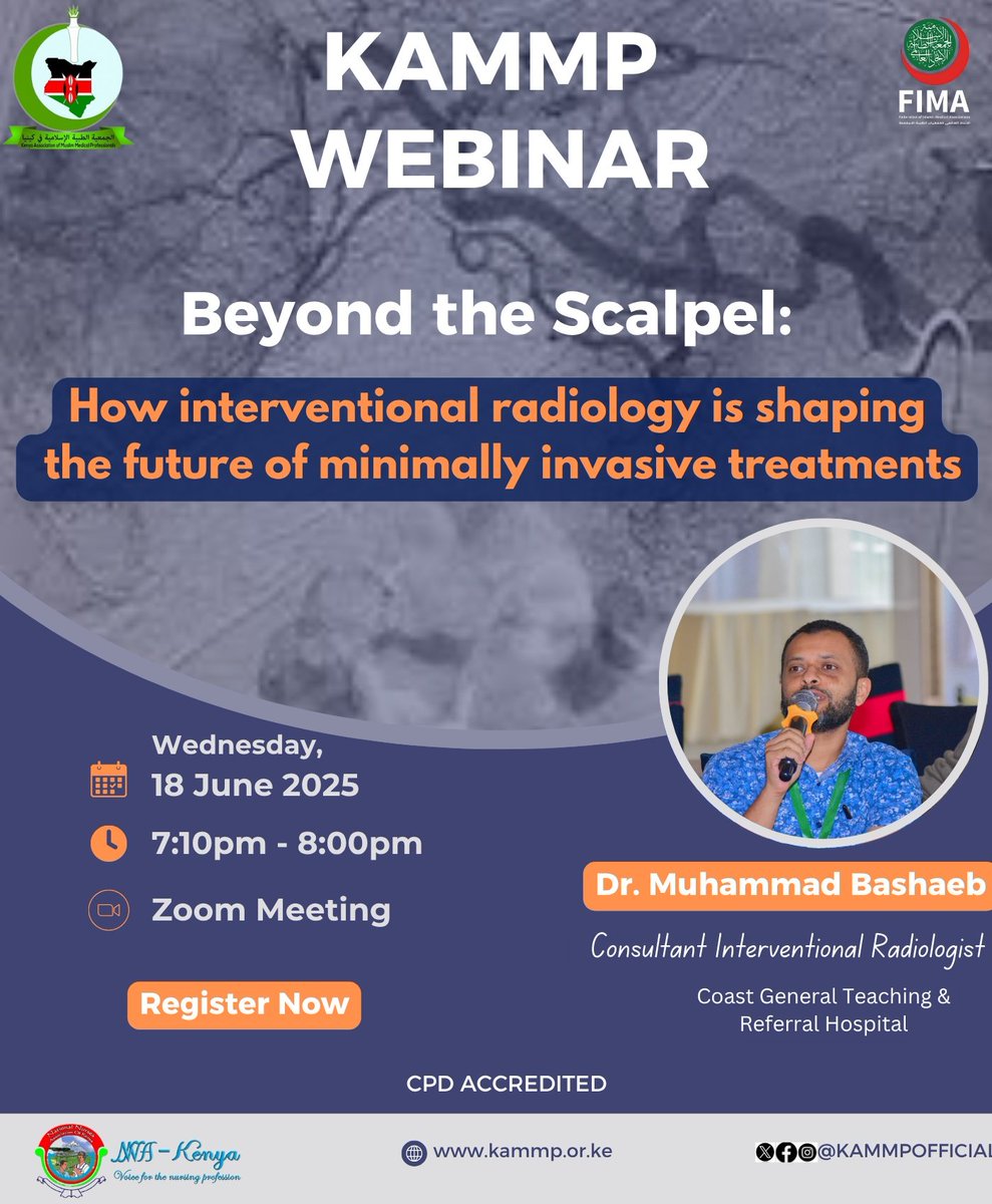 🗓Happening Tonight

KAMMP invites you to a meeting:

📌 Topic: Beyond the Scalpel: How Interventional Radiology is Shaping the Future of Minimally Invasive Treatments
Register here 👇 us06web.zoom.us/meeting/regist… 🔗

Not to be missed!