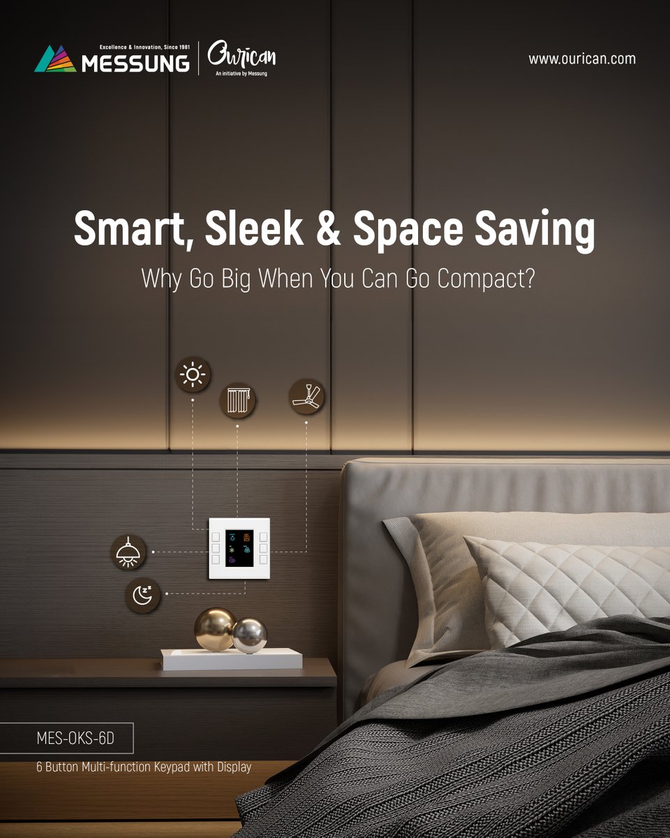 OuricanSolution's tweet image. Control 32 functions with just 6 tactile buttons on MES-OKS-6D! Lights, curtains, ACs &amp;amp; more – all at your fingertips.
#MESOKS6D #SmartControlPanel #KNXControlDevice #HomeAutomationSolutions