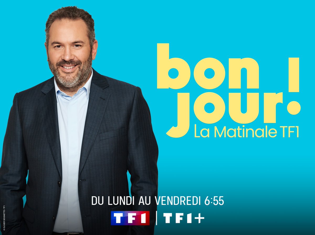#Audiences <a href="/TF1/">TF1</a> <a href="/TF1Info/">TF1Info</a> 

"Bonjour ! La Matinale TF1" présentée par Bruce Toussaint (<a href="/Bruce_Toussaint/">Bruce Toussaint</a>) de 6h55 à 9h30

📌328 000 Tvsp
🔝Pic à 455 000 Tvsp
✅11,3% PdA 4+