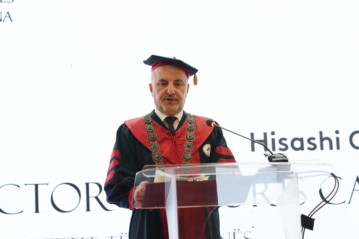 “Professor Owada, by accepting this honorary title today, you become a permanent part of our academic legacy.  While none of us are eternal, your impact on education, law, and diplomacy will surely endure across generations,” said rector Hajrullahu.
uni-pr.edu/page.aspx?id=2…