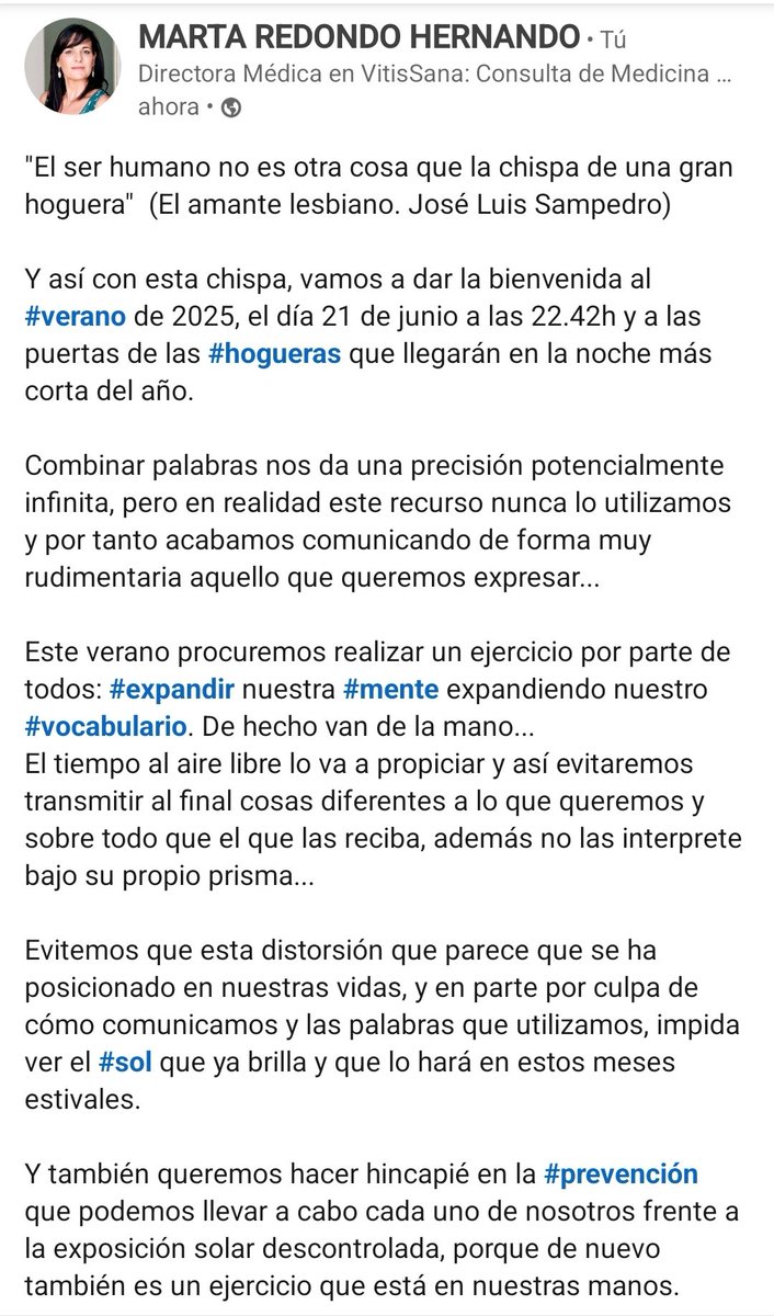 VitisSana's tweet photo. "El ser humano no es otra cosa que la chispa de una gran hoguera"  (El amante lesbiano. José Luis Sampedro)
Y así con esta chispa, vamos a dar la bienvenida al #verano de 2025, el 21 de junio ya las #hogueras que llegaran en la noche más corta del año...
Léenos #VitisSana https://t.co/zQuEWnn2rr