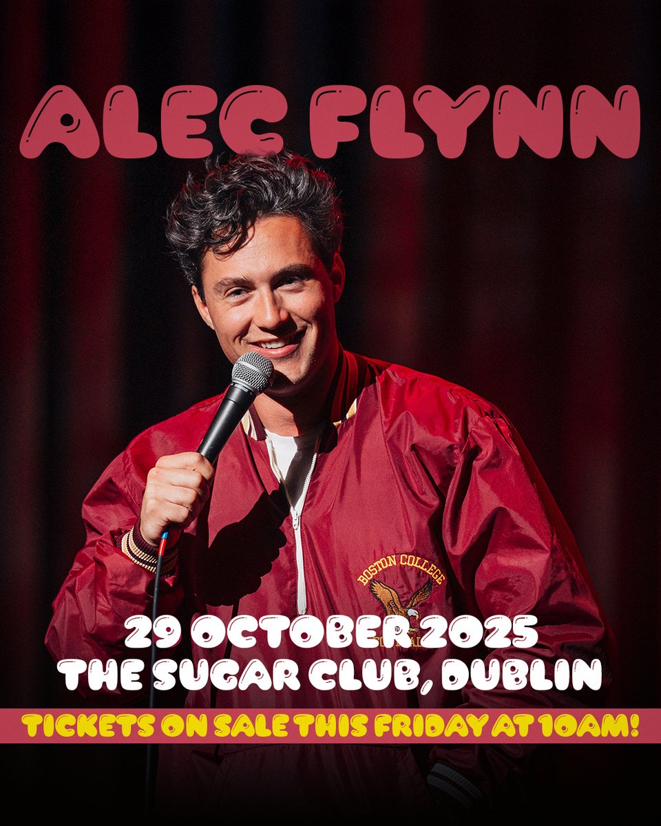 Aiken Promotions (@aikenpromotions) on Twitter photo ★ ★ 𝗝𝗨𝗦𝗧 𝗔𝗡𝗡𝗢𝗨𝗡𝗖𝗘𝗗 ★ ★
Known for his viral Don’t Tell Comedy set, LA-based comic Alec Flynn brings his stand-up show to <a href="/sugarclubdublin/">The Sugar Club</a> on 29 October 2025! 🎤👀
🎫 Tickets on sale Friday at 10AM via @tmie ★ ★ 𝗝𝗨𝗦𝗧 𝗔𝗡𝗡𝗢𝗨𝗡𝗖𝗘𝗗 ★ ★
Known for his viral Don’t Tell Comedy set, LA-based comic Alec Flynn brings his stand-up show to <a href="/sugarclubdublin/">The Sugar Club</a> on 29 October 2025! 🎤👀
🎫 Tickets on sale Friday at 10AM via @tmie
