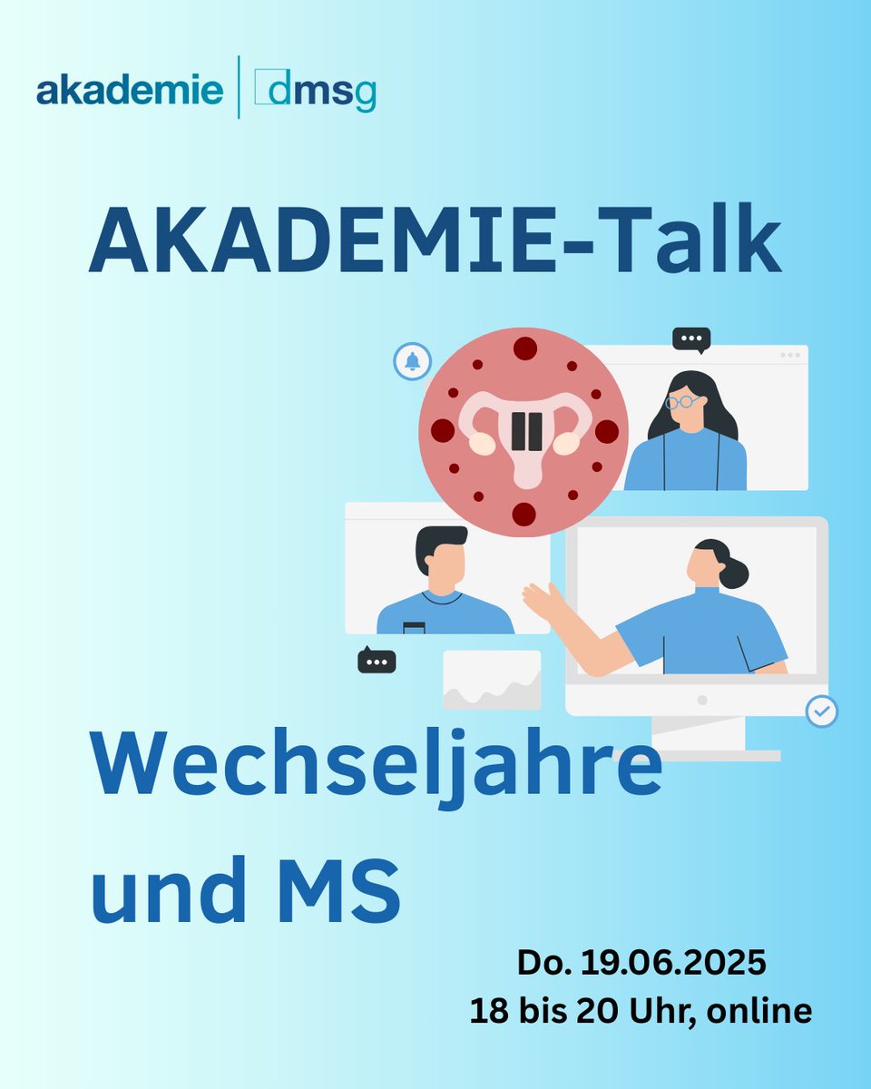 Spannender AKADEMIE-TALK: morgen am 19.6. zum Thema "Wechseljahre und MS"! Mit Zeit und Raum für Diskussion und Fragen. ℹ️Referentin: Dr. Birte Elias-Hamp 📅 Termin: 19.06.2025 von 18 bis 20 Uhr #DMSGCommunity #AKADEMIETALK #Wechseljahre #Menopause
