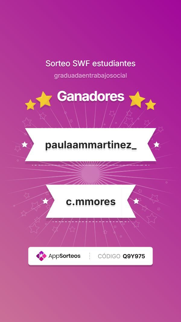Trabajo Social Murcia (@cots_murcia) on Twitter photo 🎉 ¡Ganadoras del sorteo para estudiantes de Trabajo Social de la UMU!
Pronto realizaremos dos sorteos más en Ig, exclusivos para colegiad@s y precolegiad@s.
🔜 ¡Atent@s a nuestras publicaciones!
<a href="/ftsocialmurcia/">Facultad de Trabajo Social de Murcia</a> <a href="/delegatrabaumu/">delegatraba.umu</a> <a href="/MurciaSocial1/">MurciaSocial</a> <a href="/cgtrabajosocial/">CGTrabajoSocial</a> <a href="/JuanCarrionT/">Juan Carrion Tudela</a> 🎉 ¡Ganadoras del sorteo para estudiantes de Trabajo Social de la UMU!
Pronto realizaremos dos sorteos más en Ig, exclusivos para colegiad@s y precolegiad@s.
🔜 ¡Atent@s a nuestras publicaciones!
<a href="/ftsocialmurcia/">Facultad de Trabajo Social de Murcia</a> <a href="/delegatrabaumu/">delegatraba.umu</a> <a href="/MurciaSocial1/">MurciaSocial</a> <a href="/cgtrabajosocial/">CGTrabajoSocial</a> <a href="/JuanCarrionT/">Juan Carrion Tudela</a>