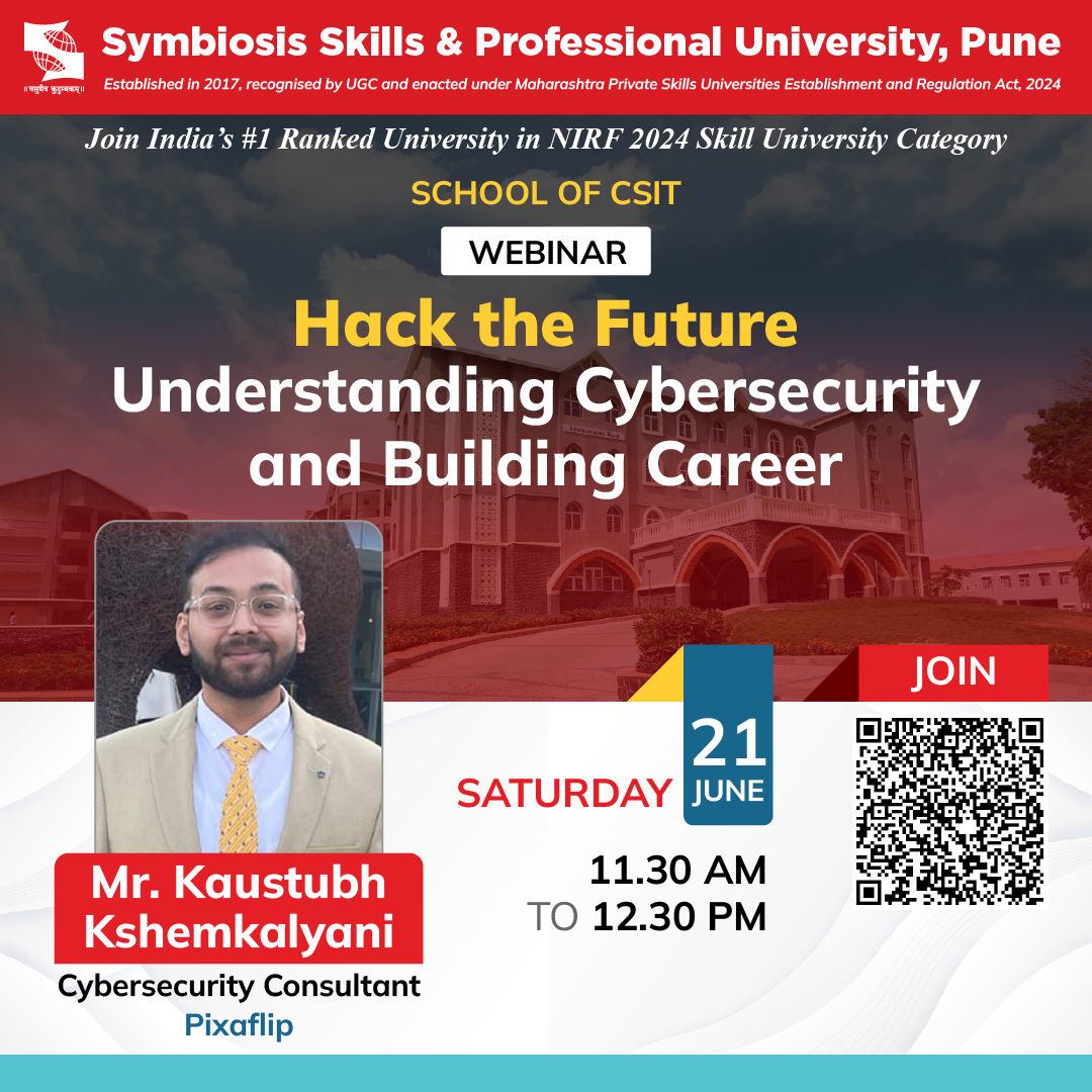 Join us for an insightful session with Mr. Kaustubh Kshemkalyani, Cybersecurity Consultant at Pixaflip, as he demystifies the world of cybersecurity and shares strategies to build a successful career in this booming domain.
 Register Now: shorturl.at/Uu1ls
#Cybersecurity