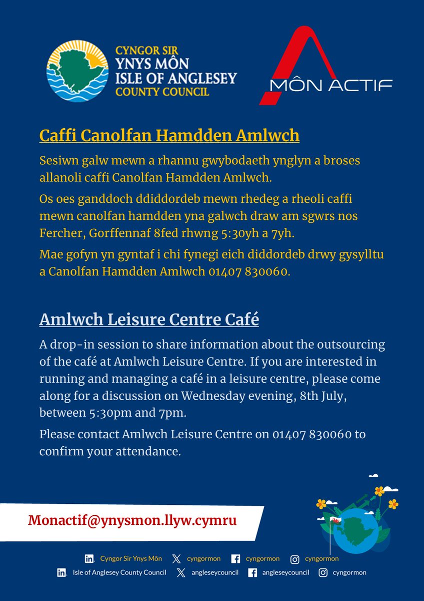 MonActif (@mon_actif) on Twitter photo 📣Caffi Canolfan Hamdden Amlwch
📣Amlwch Leisure Centre Café
<a href="/cyngormon/">Cyngor Sir Ynys Môn</a> <a href="/angleseycouncil/">Isle of Anglesey County Council</a> 📣Caffi Canolfan Hamdden Amlwch
📣Amlwch Leisure Centre Café
<a href="/cyngormon/">Cyngor Sir Ynys Môn</a> <a href="/angleseycouncil/">Isle of Anglesey County Council</a>