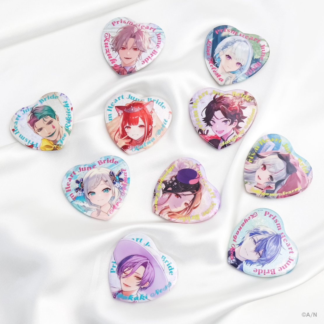 Prism Heart June Bride】ランダムハート型缶バッジ Aグループ