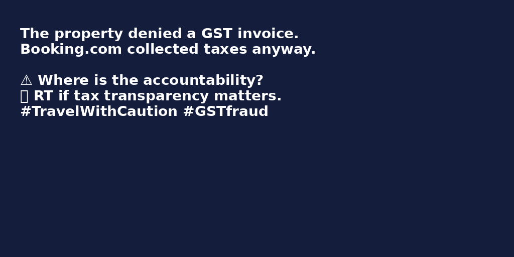 AmitHira10's tweet photo. 🛑@BookingcomIN
Your contact centre was called twice during checkout.
Grievance officer was emailed on 3 June.
Still no refund. No GST invoice.
Is this service lapse or a structural loophole?
Do laws not apply when a platform supports such fraud?
#GSTFraud #UPISafety https://t.co/fU9T6ZmEhR
