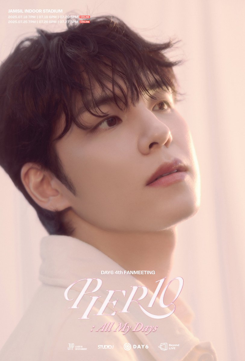 DAY6(데이식스) 4TH FANMEETING
‘PIER 10: All My Days’ 🫧

#원필 #WONPIL TEASER

2025.07.18 | 07.19 | 07.20 + Beyond LIVE
2025.07.25 | 07.26 | 07.27 + Beyond LIVE

@ JAMSIL INDOOR STADIUM

#DAY6 #데이식스
#MyDay #마이데이
#DAY6_4TH_FANMEETING
#PIER10_All_My_Days