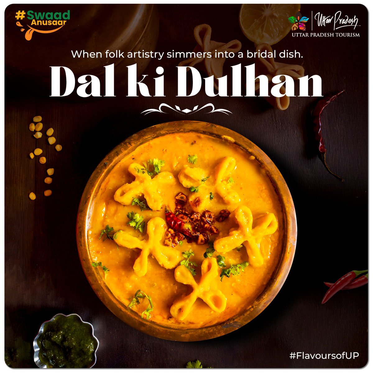When folk art finds its way into the kitchen, it transforms imagination into edible beauty. Dal ki Dulhan — a beloved dish from Uttar Pradesh — is a perfect example of this creative fusion. Its story is as unique as it is fascinating.

In earlier times, village women used to