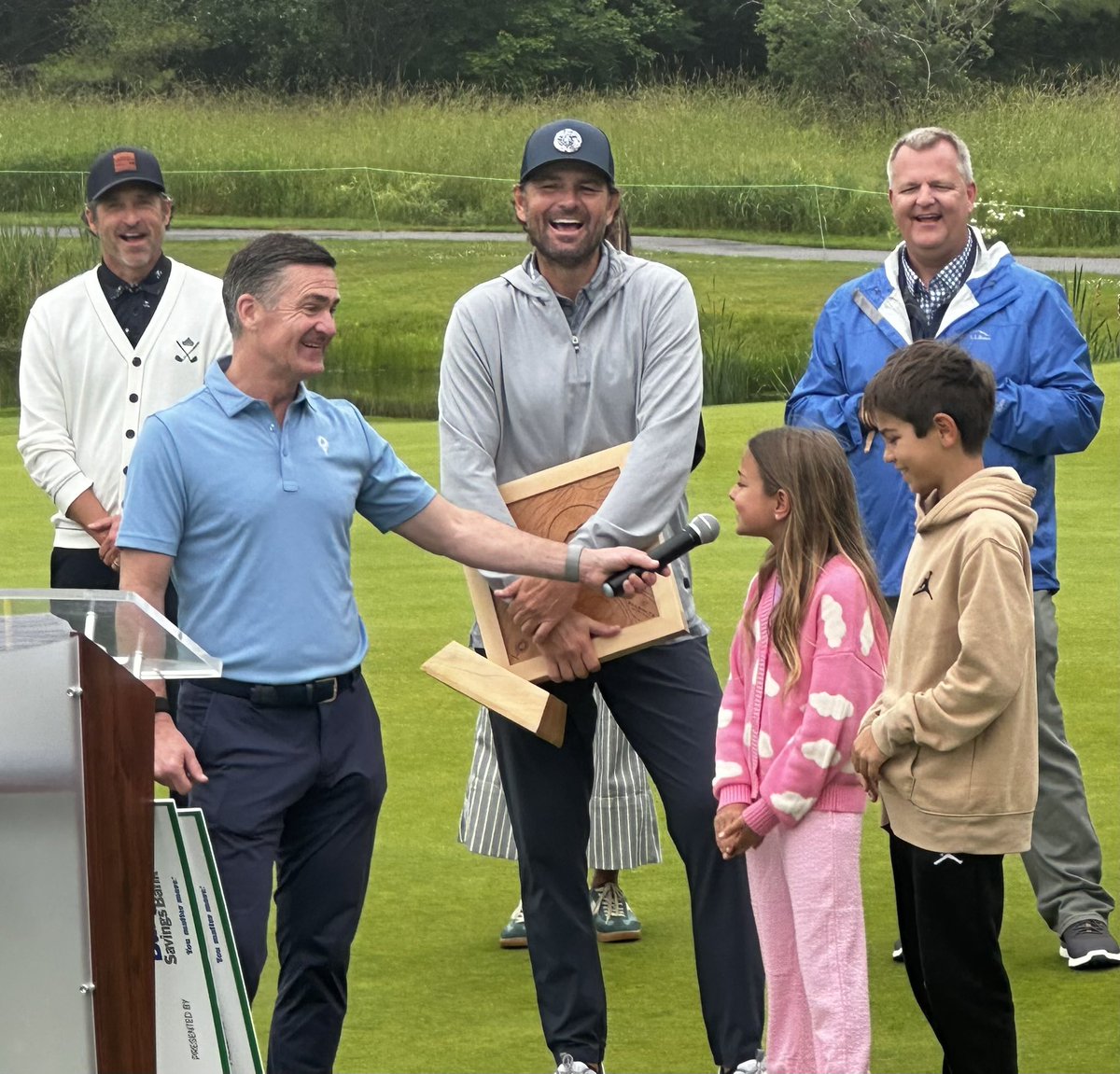 Great to have 2024 <a href="/driveforekids/">Drive Fore Kids</a> Champion <a href="/MardyFish/">Mardy Fish</a> back in <a href="/visitmaine/">Maine Tourism Office</a> — come see him defend the title this weekend!  driveforekids.com