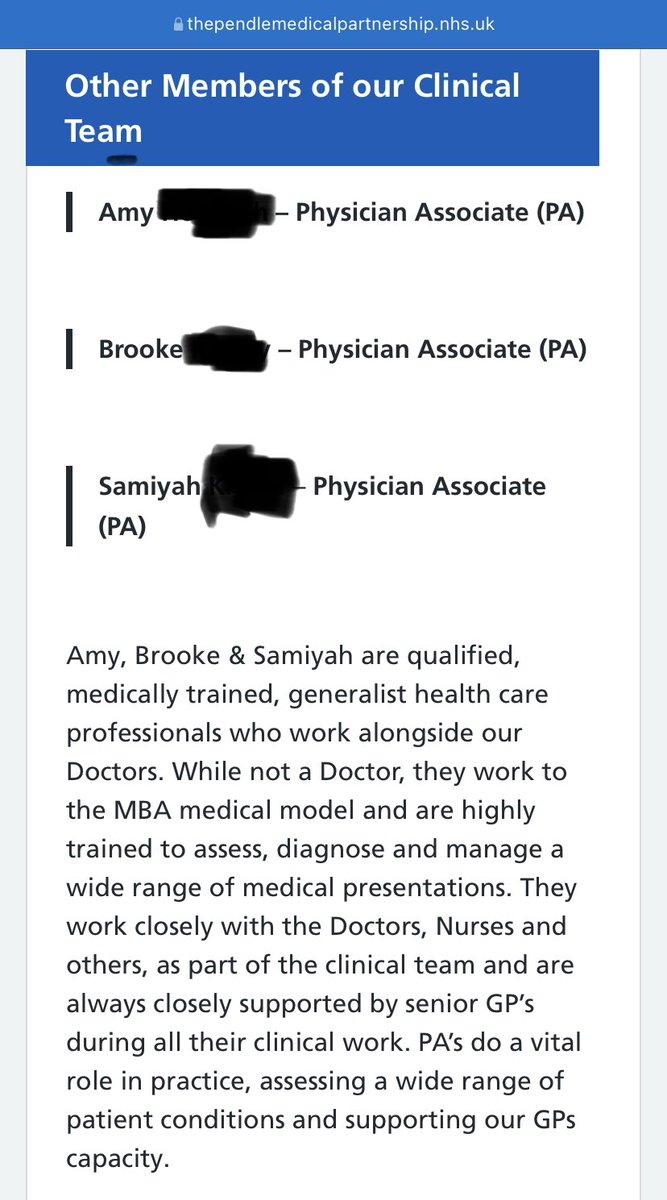 @medicalmodelwithabriochebun (@medicalmodelbri) on Twitter photo This duping of patients by GP practices needs to stop <a href="/wesstreeting/">Wes Streeting</a> .
❌PAs aren’t qualified , medically trained generalist HCPs
❌PAs don’t work to the MBA Medical Model
❌PAs aren’t highly trained to assess, diagnose and manage a wide range of medical presentations This duping of patients by GP practices needs to stop <a href="/wesstreeting/">Wes Streeting</a> .
❌PAs aren’t qualified , medically trained generalist HCPs
❌PAs don’t work to the MBA Medical Model
❌PAs aren’t highly trained to assess, diagnose and manage a wide range of medical presentations