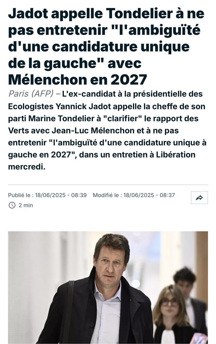 Les Écologistes 🌍 (@lesecologistes0) on Twitter photo #LesEcologistes 🌏 saluent <a href="/yjadot/">Yannick Jadot</a> #EELV 🌻 qui refuse une alliance avec <a href="/JLMelenchon/">Jean-Luc Mélenchon</a> en 2017 et demande à <a href="/marinetondelier/">Marine Tondelier</a> de clarifier sa ligne politique !
A #Paris si les Verts s’allient avec #LFI Sophia Chikirou 🧙 il sera candidat
france24.com/fr/info-en-con… #LesEcologistes 🌏 saluent <a href="/yjadot/">Yannick Jadot</a> #EELV 🌻 qui refuse une alliance avec <a href="/JLMelenchon/">Jean-Luc Mélenchon</a> en 2017 et demande à <a href="/marinetondelier/">Marine Tondelier</a> de clarifier sa ligne politique !
A #Paris si les Verts s’allient avec #LFI Sophia Chikirou 🧙 il sera candidat
france24.com/fr/info-en-con…