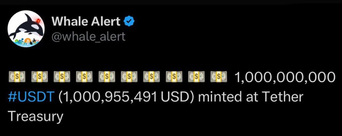 BREAKING 🚨TETEHR JUST MINTED $1 BILLION USDT