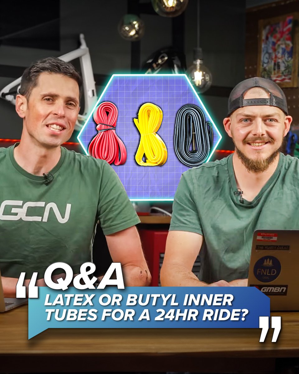gcntechtweet's tweet photo. YOUR tech questions answered on #AskGCNTech! π₯
Latex vs Butyl Inner Tubes
βοΈ Waxed chain wear check?
π 2 quick links - okay?
βοΈ Gravel vs Road wheels
π Tart Cherry Juice?
π§Ό Bike wash frequency?
Watch π₯ https://t.co/rPIDMDqzW5 π₯ https://t.co/POuKq9x6Sl