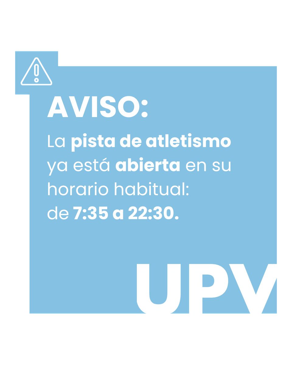 ¡Buenas noticias! 🏃‍♀️🏃‍♂️

Os informamos que la pista de atletismo ya está abierta en su horario habitual: de 7:35 a 22:30.

¡Te esperamos para que sigas entrenando con todas las ganas! 💪✨

 #Atletismo #DeporteEsVida #HorarioPista