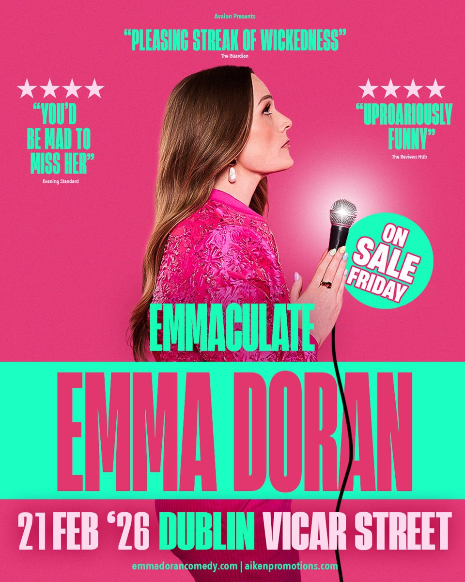 𝗘𝗫𝗧𝗥𝗔 𝗗𝗔𝗧𝗘 𝗔𝗗𝗗𝗘𝗗: Due to demand, <a href="/EmmaLouDoran/">Emma Doran Comedian</a> has added an additional date of 'Emmaculate' at <a href="/Vicar_Street/">Vicar St</a> on Saturday 21 February 2026.

🎫 Tickets are on sale Friday at 10am bit.ly/45mpkbU