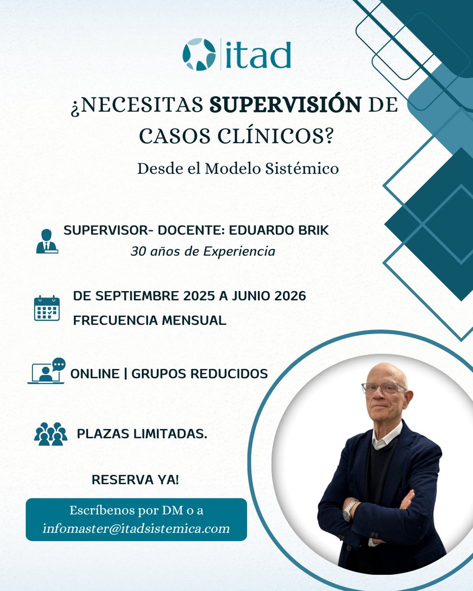 itad20's tweet photo. ¿Eres psicoterapeuta y buscas un espacio profesional para supervisar tus casos clínicos? https://t.co/8X2BHOSEBy