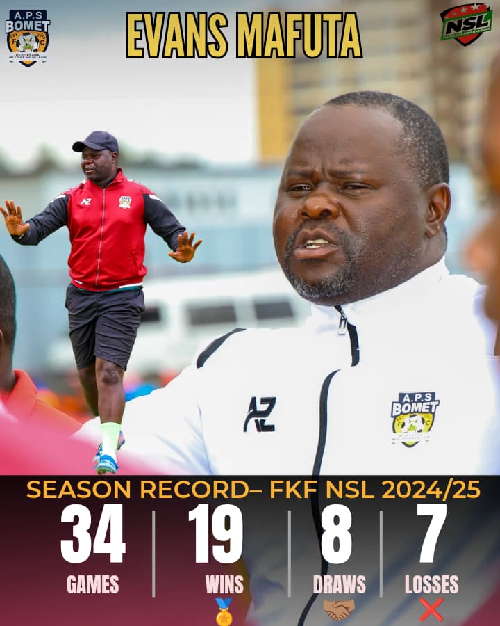 APSBOMETFC's tweet image. 🎯𝗙𝗞𝗙 𝗡𝗦𝗟 𝗖𝗼𝗮𝗰𝗵 𝗼𝗳 𝘁𝗵𝗲 𝘀𝗲𝗮𝘀𝗼𝗻 ? No doubt.
Evans Mafuta has steered us to the FKF Premier League — and he’s on the verge of his 20th #FKFNSL win this season, the only coach in the National Super League to hit that mark! 👏🏾🔥