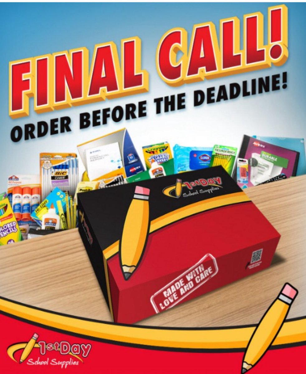 The final order date was extended.  Today is your last chance to order your 1st Day School Supplies! Don't miss out, order now: 1stdayschoolsupplies.com/gs/37945