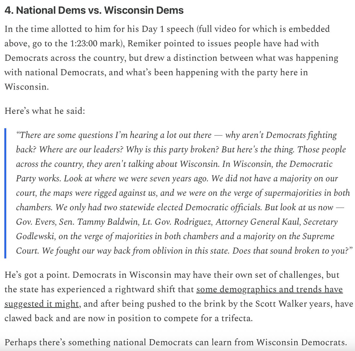 DanRShafer's tweet image. There was a sense at the Democratic Party of Wisconsin's convention this weekend that Wisconsin Democrats have figured something out that national Democrats have not.
